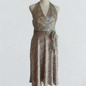 Newport News Multicolor Backless Halter Dress